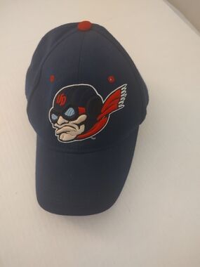 Zephyr Navy Blue Baseball Cap with Red Accents and White Embroidery